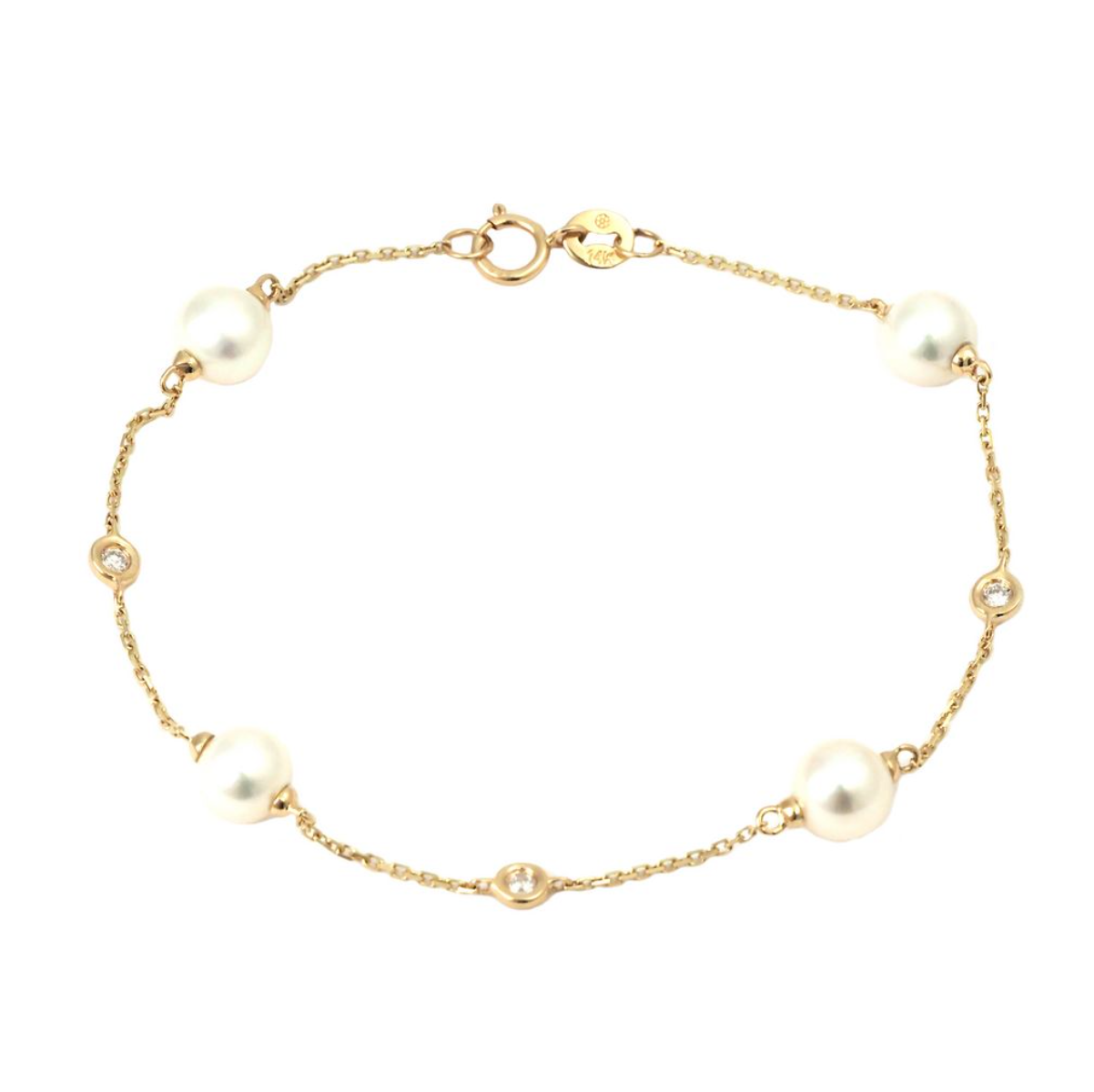 Bracelet - Diamonds and Pearls 7" - 14k