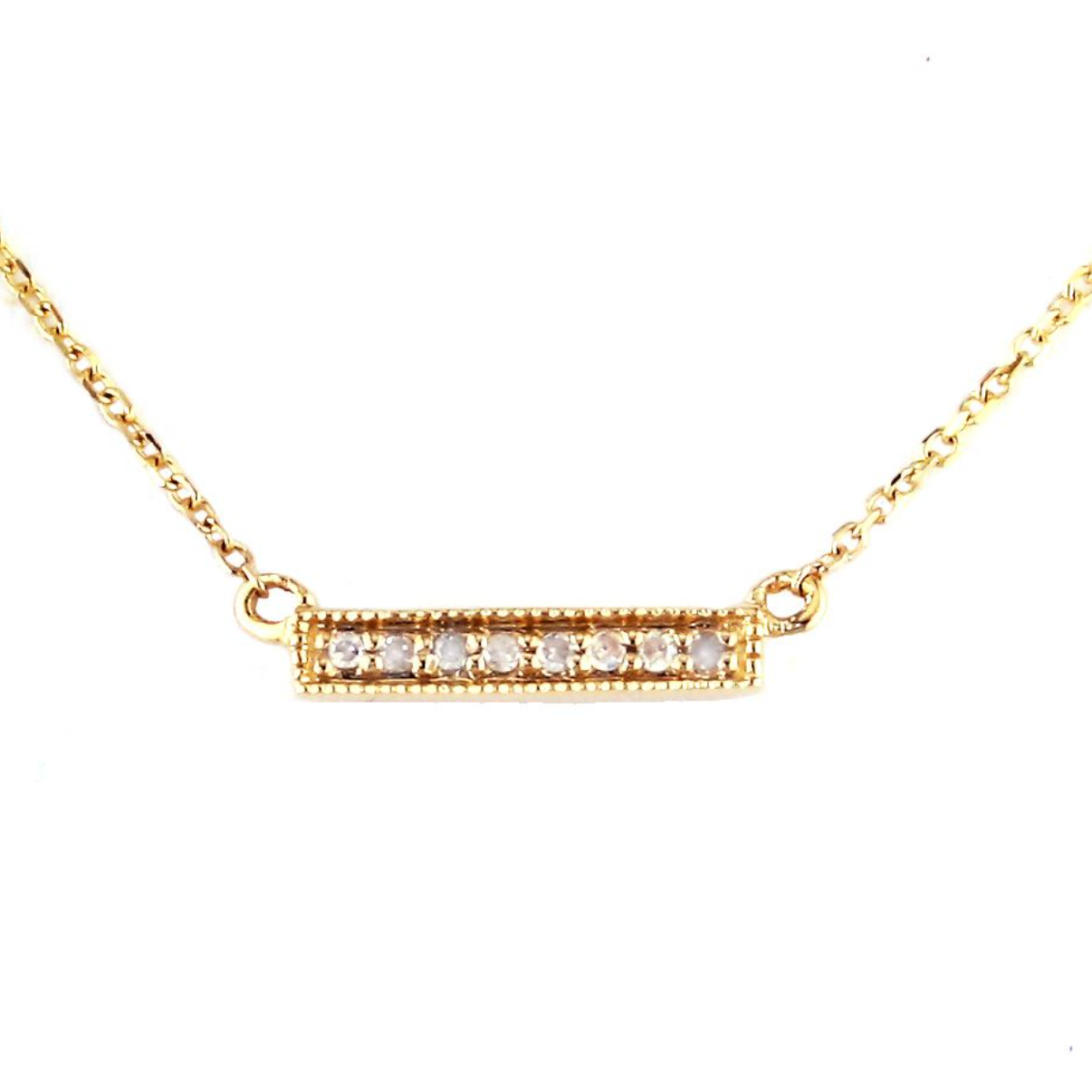 Necklace With Petite Diamond Bar. 18" - 14k